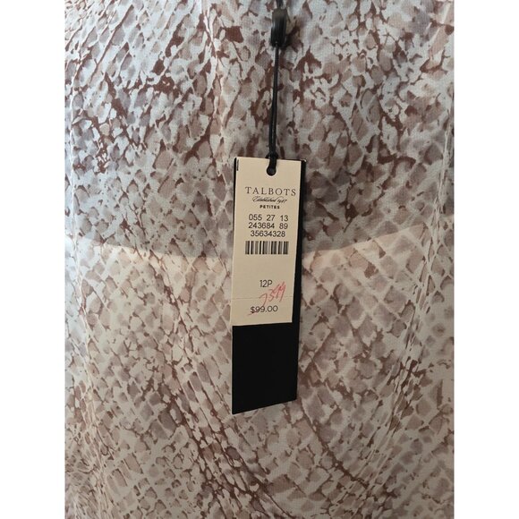 Talbots Womens Blouse Size 12P Snake Print Sheer Long Sleeve Button Front NWT - Picture 7 of 11